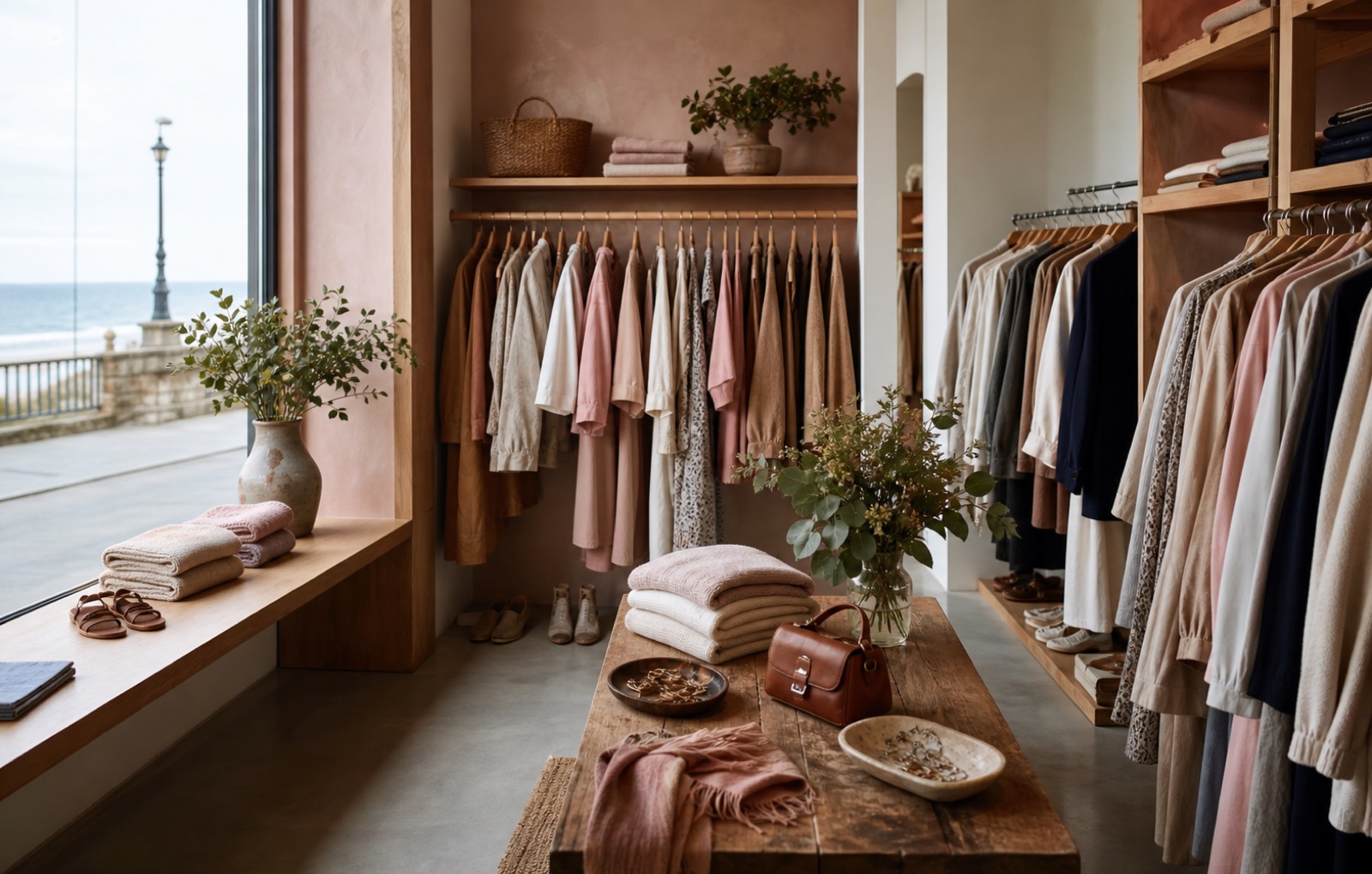 Interior de una boutique independiente con prendas seleccionadas en Gijón